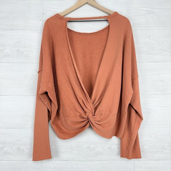 Aerie Weekend Pretty Open Back Sweatshirt M Twilight Terry Oversized Beach - Picture 7 of 16